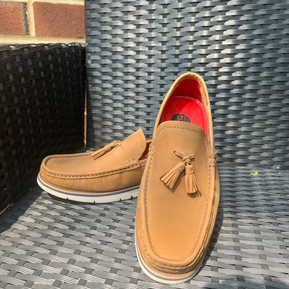 Men's Tan Tassel Loafers - Classic Slip-On Dress Casual